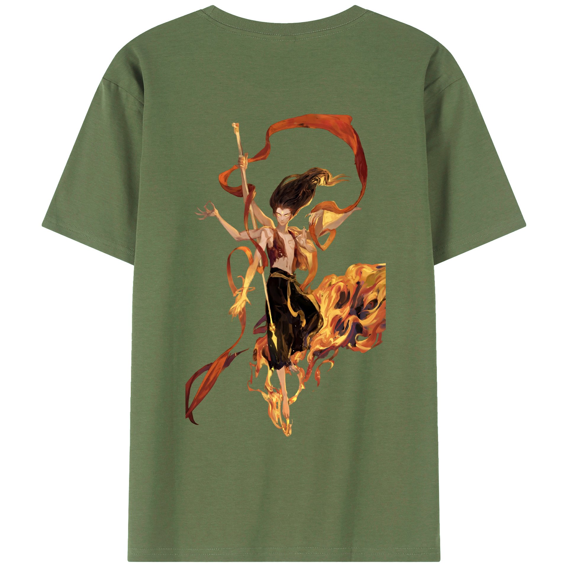 （画像用） Ne Zha 2 ナタ 魔童の大暴れ 綿100％ メンズ半袖Tシャツ（バックプリント） 通気性